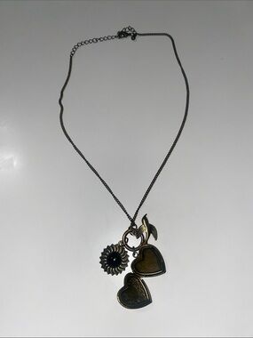 Heart Locket Charm Necklace - Bronze Tone